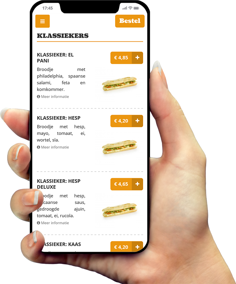 Voorbeeld van onze app op smartphone Voorbeeld van onze app op smartphone